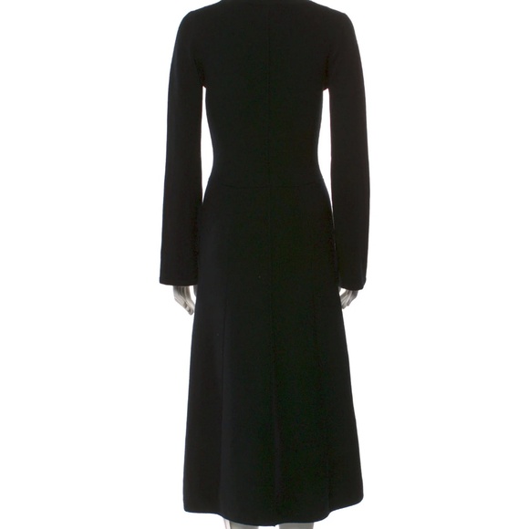 ARGENT Merino Wool A-Line Dress Rich Sweater Dress Black V-Neck Open Sleeve Nwot - Picture 5 of 12
